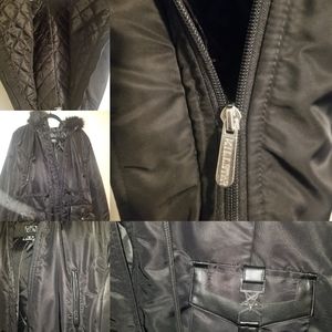 Killstar 3XL Dark Black Winter Coat With Metal Pentagram Details